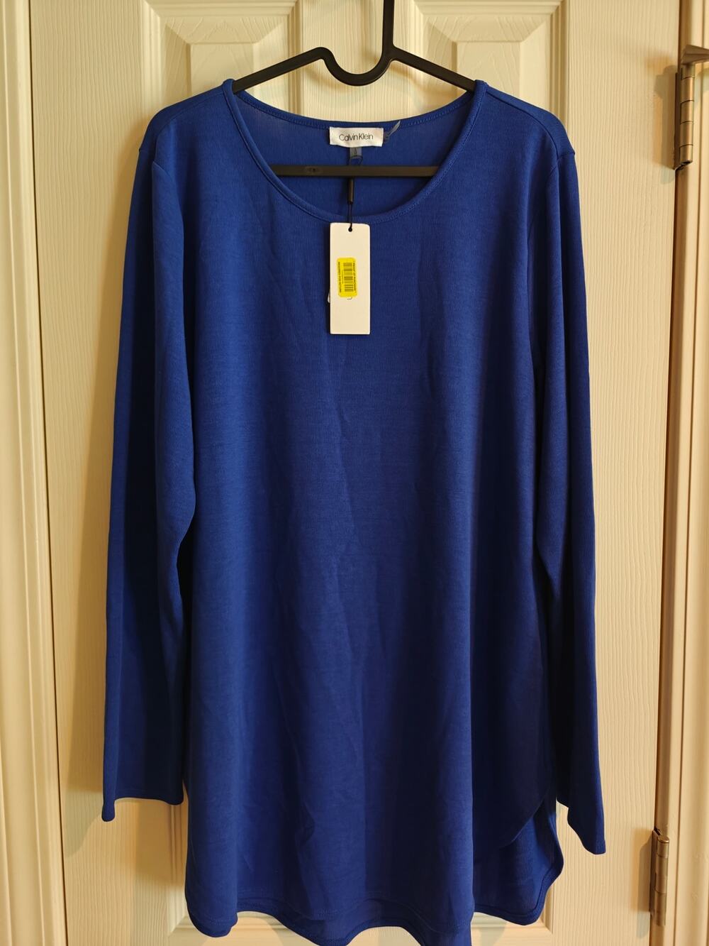 NWT Calvin Klein Round Hem Tunic Top Deep Royal Blue Lightweight